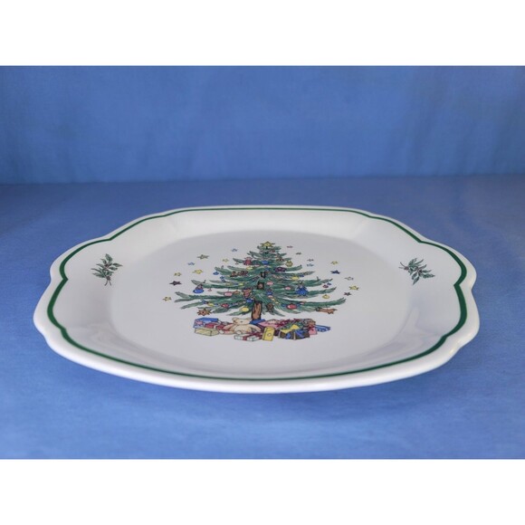 CHRISTMASTIME 10" Square Serving Tray Vintage 1990s NIKKO Japan Christmas Tree - Picture 6 of 8